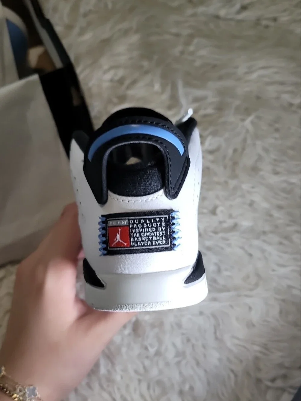 Jordan Kids White and Light Blue High-Top Sneakers
